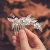 Jeairts Bride Flower Wedding Hair Comb Silver Leaf Bridal Headpiece