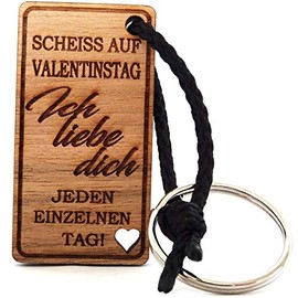 Lieblingsmensch Wooden Key Fob - Model: Engraved with “Scheiss auf Valentinstag!”