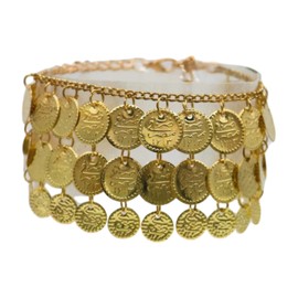 Women Western Fashion Boot Bracelet Gold Metal Chain Coin Shoe Charm Ethnic Style z033