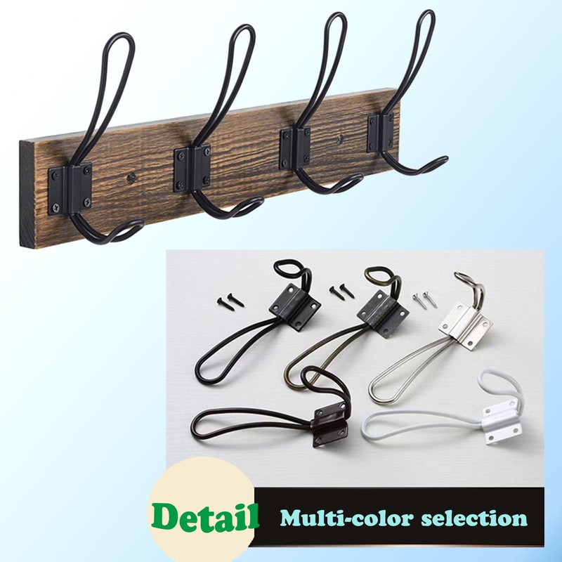Beilala Coat Hooks Black, 5 Pack Rustic Metal Wire Wall