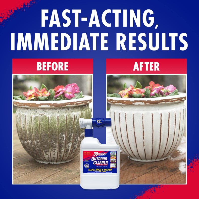 30 SECONDS Cleaners Outdoor Cleaner, 64oz Hose End Attachment, Clear