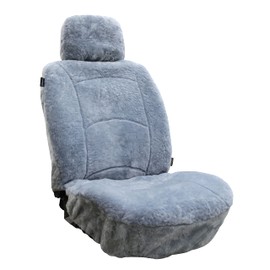 Genuine Sheepskin Seat Cover Lambskin Seat Cover Winter Car Seat Cover Lambs Wool Sheep Skin Fuzzy Shearling Car Accessories Front with Curve Patten (Light Gray Color)