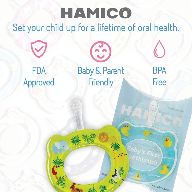 HAMICO Baby Toothbrush Gift Set Gentle, Extra-Soft Bristles for Baby’s