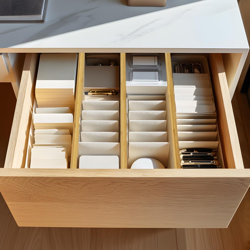 VaeFae 3 Pack Bamboo Drawer Dividers, 4" High Adjustable 16.6"