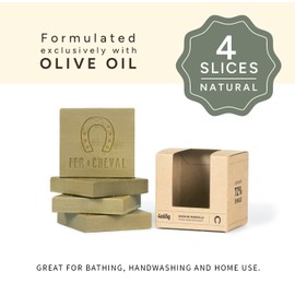 Fer à Cheval Pure Olive Savon De Marseille Soap Bar Sliced Cubes, French Olive Oil Soap Bar Slices, 4x65g/2.29oz