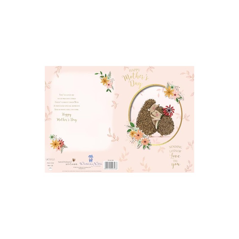 Wishing Well Cute Pop-Up Mother's Day Card With Hugging Hedgehogs