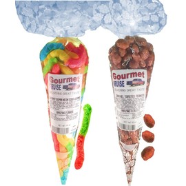 Sour Worms Gummy Gummi And Caramel Toasted Peanuts (NET WT 18 OZ) Gourmet Kruise Signature Gift Bags