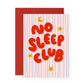 Funny New Parent Card – “No Sleep Club” – Greeting Card for New Mum, Dad, Exhausted Friends, Besties, BFF, Son, Daughter, Brother, Sister, Colleagues – Baby Congratulations or Support Gifts