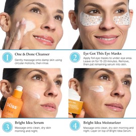 Bliss The Elder Millennial Kit Complete Skincare Essentials Set | Includes Daily Face Cleanser, Under Eye Masks, Brightening Vitamin C Serum and Moisturizer