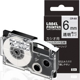 1pc 6mm Clear Black Letters CR-6X Compatible Casio Label Writer Nameland Tape (XR-6X) CASIO NAME LAND Tape Cartridge ASprinte