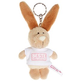 NICI 44702 Keyring Rabbit with T-Shirt Best Sister 10 cm Beige