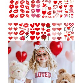 Tatuajes Temporales De Corazón Para Niños 12 Hojas Con Confesiones De Amor Para Decorar Aulas Niños Escuelas Y Cumpleaños 113 Patrones Para Festivales Y Fiestas(Rojo - Amor)