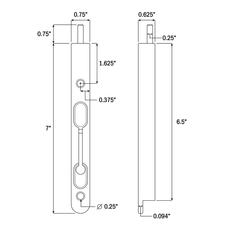 Nuk3y Heavy Duty 7-inch Flip Flush Bolt (Matte Black)