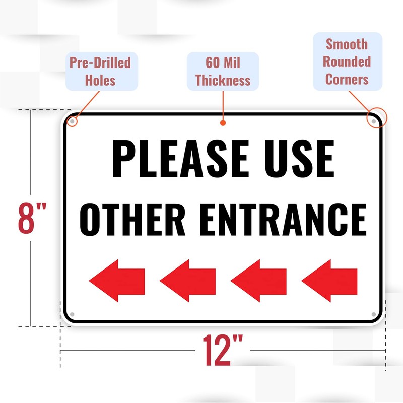 1PC Please Use Other Door Sign Left Arrow, 12 x