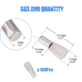 Glarks 150pcs 5mm Shelf Support Pins Spoon Shape Cabinet Furniture Shelf Support - Nickel Plated