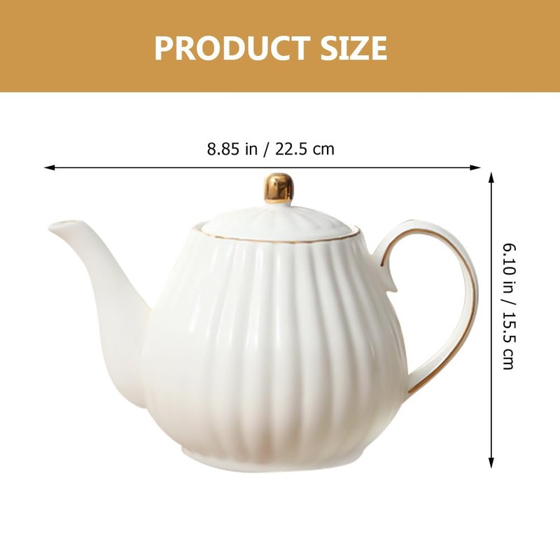 Alipis Ceramic Teapot Elegant White Tea Pot for Home Use
