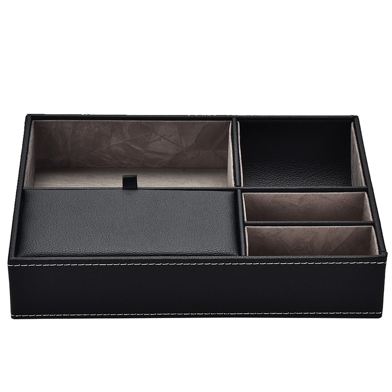 Multi functional PU Leather Desktop Stationery Business Office Supplies Storage