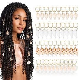 Tyqour 40pcs Seashell Hair Clip & Hair Rings for Braids, Loc Jewelry for Black Women, Beach Hair Accessories