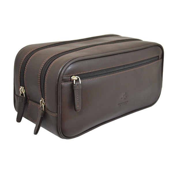 Visconti HT100 Leather Supply Toiletry Bag Case/Large Dopp Kit/Travel Kit Wash Bag (Brown)