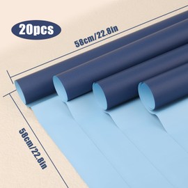 LUTER 20 Sheets Flower Wrapping Paper, 22.8x22.8 inch/58x58cm Floral Bouquet Wrapping Paper Double Sided Color Flower Packing Paper for Wedding Graduation Valentine's Day(Dark Blue & Light Blue)