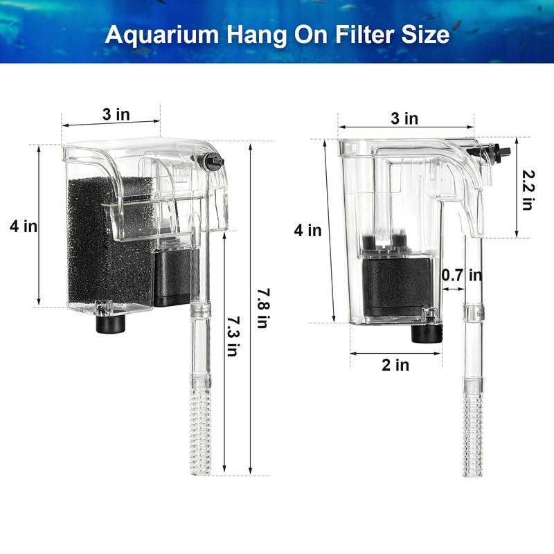 DaToo Aquarium Filter Hang On Waterfall Small Fish Tank Filter