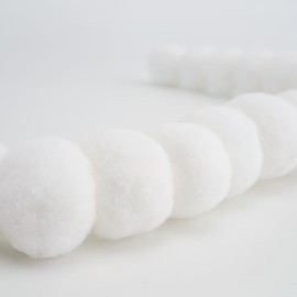 jijAcraft Pre-Assemble Christmas Felt Ball Garland 2 Packs White Pom Pom Hanging Garland, Cute Winter Wonderland Snow Ornaments Ball for Holiday Xmas Christmas Tree Decoration (White)