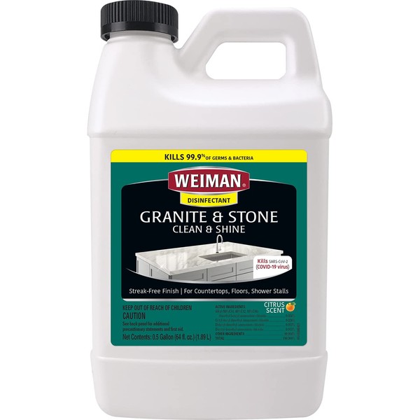 Weiman Disinfecting Granite Daily Clean & Shine Refill, 64 Oz - Safely Clean Disinfect and Shine Granite Marble Soapstone Quartz Quartzite Slate Limestone Corian Laminate Tile Countertop