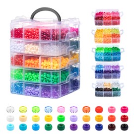 Umikk 5400Pcs Pony Beads, 30 Assorted Colored Beads for Bracelets Making, Kandi Friendship Bracelet, Craft, Jewelry Making, Hair Beading, Chirstmas Gifts for Girls (Boxed)