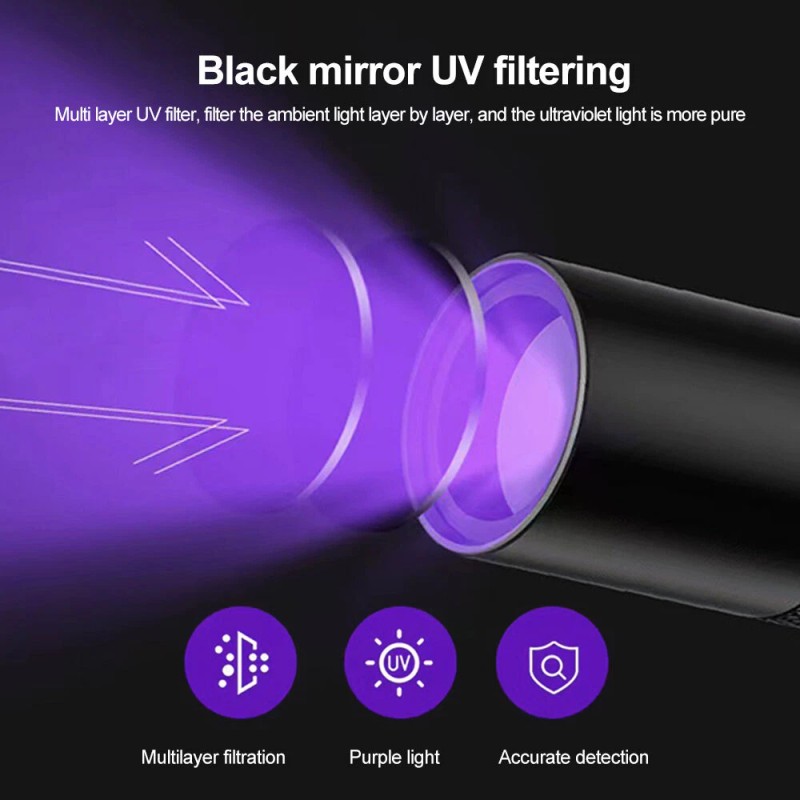 AMSUER 365nm LED UV Ultra Violet&Red Laser Flashlight Blacklight Inspection