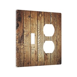 Rustic Brown Wood Natural Wooden Wallplates 1 Toggle 1 Duplex Electrical GFCI Faceplate Decorative Light Switch Covers Switch Plate for Bedroom Home Decor