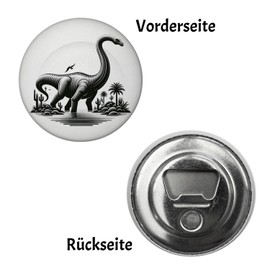 Brachiosaurus Magnet with Bottle Opener Round Dinosaur Magnet with Bottle Opener Gigantic Prehistoric Long Neck from the Jurassic Mesozoic Herbivore Representation