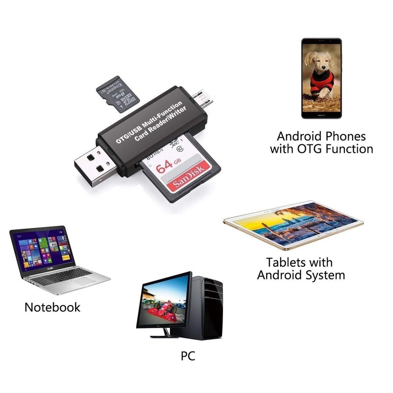 NDOOL Lector de Tarjeta USB 2.0, Micro USB, 2 en