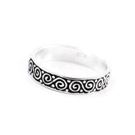 Windalf Celtic Silver Ring Namu 5 mm Midi Ring Double Spiral 925 Sterling Silver, Fabric, No Gemstone