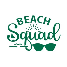 Beach Squad Iron on Decal, Washable Permanent Apparel Transfer, DIY Craft, HTV Graphic Family Friend Vacation Tshirt Patch for Clothing, Pick Size and Color, Iron-On Most Items (Green)