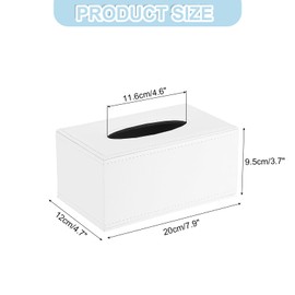 sourcing map Tissue Box Cover with Magnetic Bottom Rectangle Tissue Box Holder PU Leather Facial Tissue Paper Dispenser for Tabletop Bathroom Bedroom Kitchen, (White, 7.9"x4.7"x3.7")
