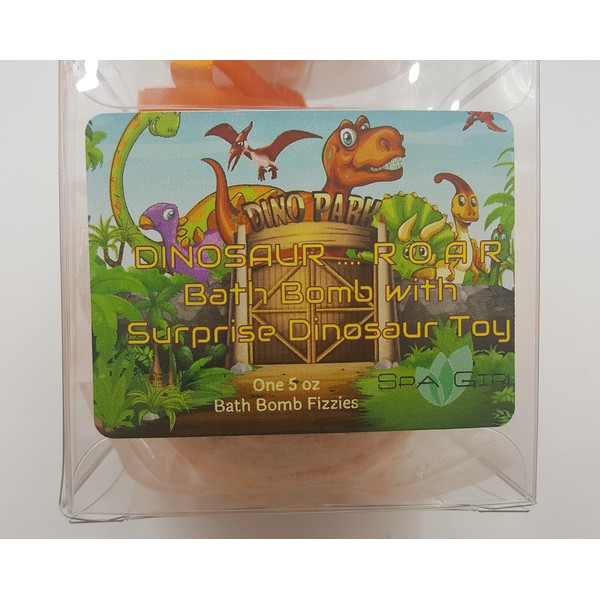 Dinosaur Bath Bomb for Kids with Surprise Toys Inside (Dinosaur) Roar. USA Made, Natural, Organic XL 8 oz Gift Set for Girls/Boys (8 oz Single)