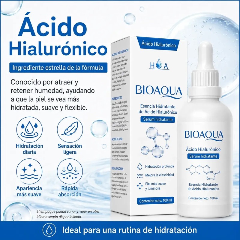 Bioaqua 100 Ml Sérum Ácido Hialurónico Facial Hidratante