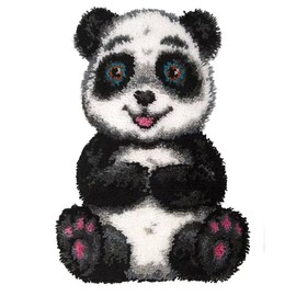 GemJelry DIY Latch Hook Kits for Adults Kids Panda Latch Hook Rug Cover Kits Hand Craft Embroidery Crochet Rugs with Preprinted Canvas Crochet Yarn Kits for Home Decoration 20''X14''