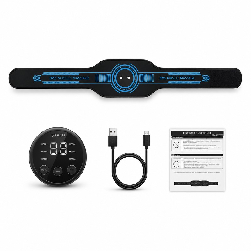 EMS Abdominal Belt for Home Fitness – USB Rechargeable Muscle