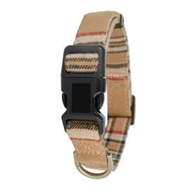 Classic Plaid Design Cotton Dog Collar with Black Quick-release Buckle, Adjustable and Durable Pet Accessory for Medium Size