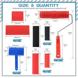Cimeton 8 Pieces Wood Grain Painting Tool Set, Rubber Empaistic Wood Pattern Painting Roller Grain Painting Tool with Handle DIY Wood Grain Painting Pattern Tool for Furniture Wall Room Decoration