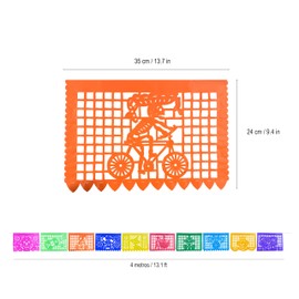 VIVANCO PAPEL PICADO mexican decoration of papel picado for day of the dead, traditional mexican decoration in (PAPER) pack with 5 pieces, MULTICOLOR