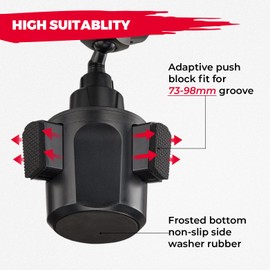 KEMIMOTO Car Cup Holder Phone Mount 360° Adjustable Cell Phone Holder Compatible with Car, Golf Cart, Truck, ATV, Black