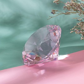 LONGWIN 80mm(3.1 inch) Crystal Diamond Paperweight Ornament Home Venue Decorations Solid Color Pink