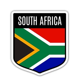 Squiddy South Africa Flag Shield - Vinyl Sticker for Car, Laptop, Notebook (5" high)