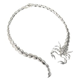 Women Exaggerated Collar Personality Scorpion Rhinestone Choker Necklace Silver
