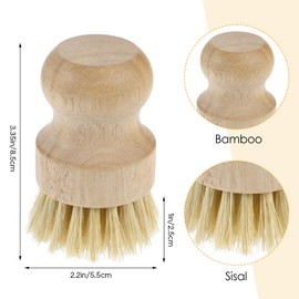 Molain 10 Pack Bamboo Dish Brush Set, Natural Dish Scrub Brush with Handle, Wooden Dish Scrubber for Kitchen Cleaning, Eco-Friendly Scrub Brush for Dishes, Pots, Pans, and Vegetables