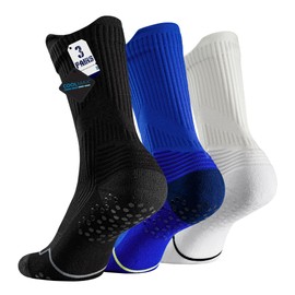 BRISIRA Grip Socks for Men Women with Non Slip Pad Cushion Bamboo Viscose Non Skid Crew Grippy Sock for Pilates Yoga Barre