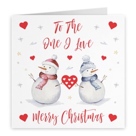 Hunts England - To The One I Love Christmas Card - To The One I Love - Merry Christmas - Snowman Collection - Fun Xmas Card