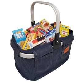 Tanner - Der kleine Kaufmann Moderner Tragekorb, Jeans, befüllt, Zubehör für Kaufmannsladen, Spielzeug für Kinder, 4094.4